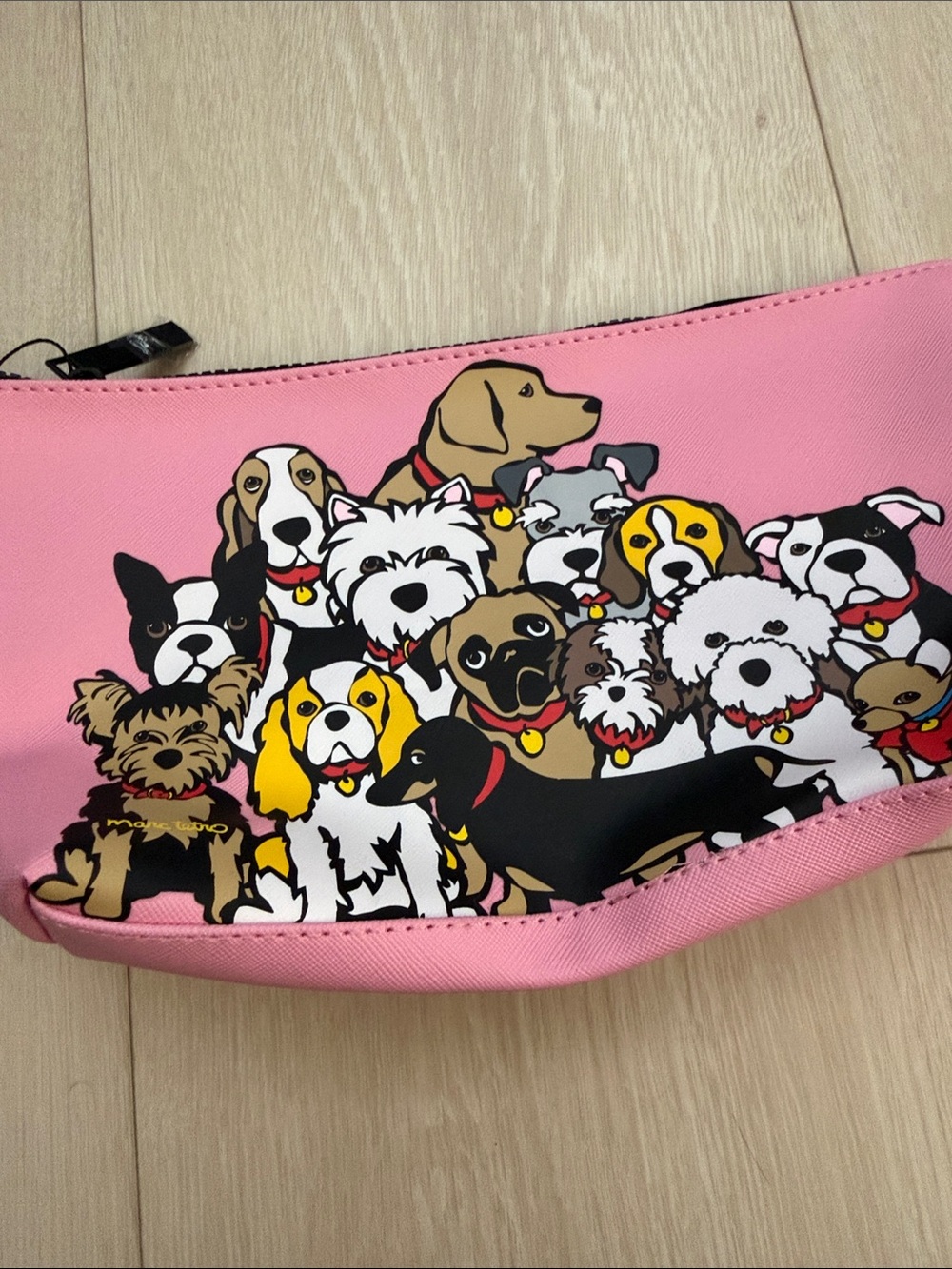 Marc Tetro Pink Dog Print Cosmetic Pouch - Picture 4 of 10